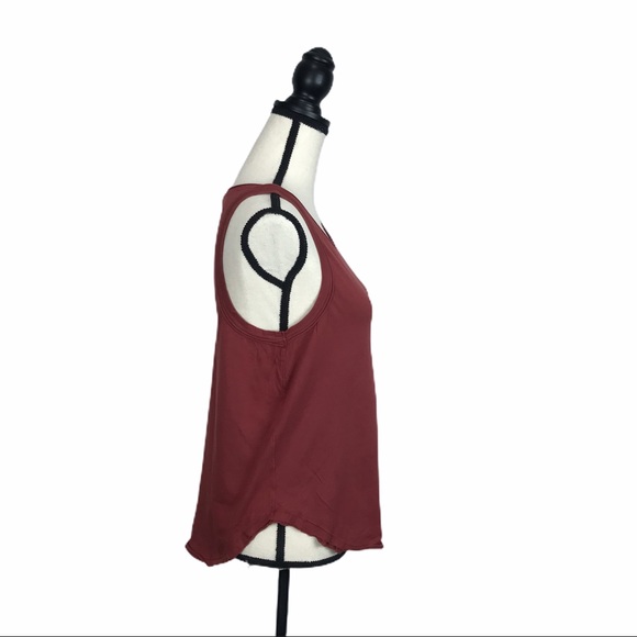 We The Free People Maroon Cotton Hi low Tank Top - Picture 3 of 6